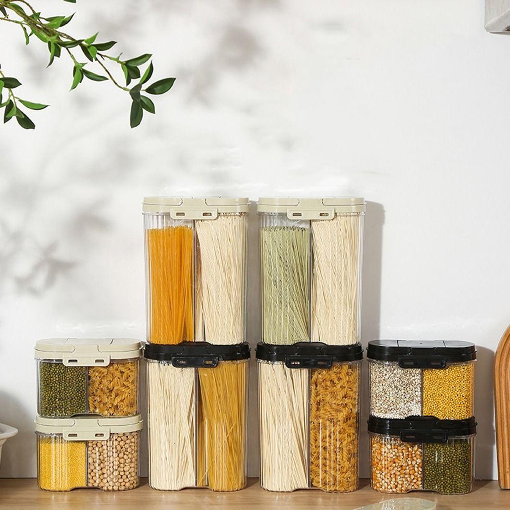 

Plastic Food Storage Box Large Capacity Transparent Cereal Dispenser Multigrain Tank for Home S чорний