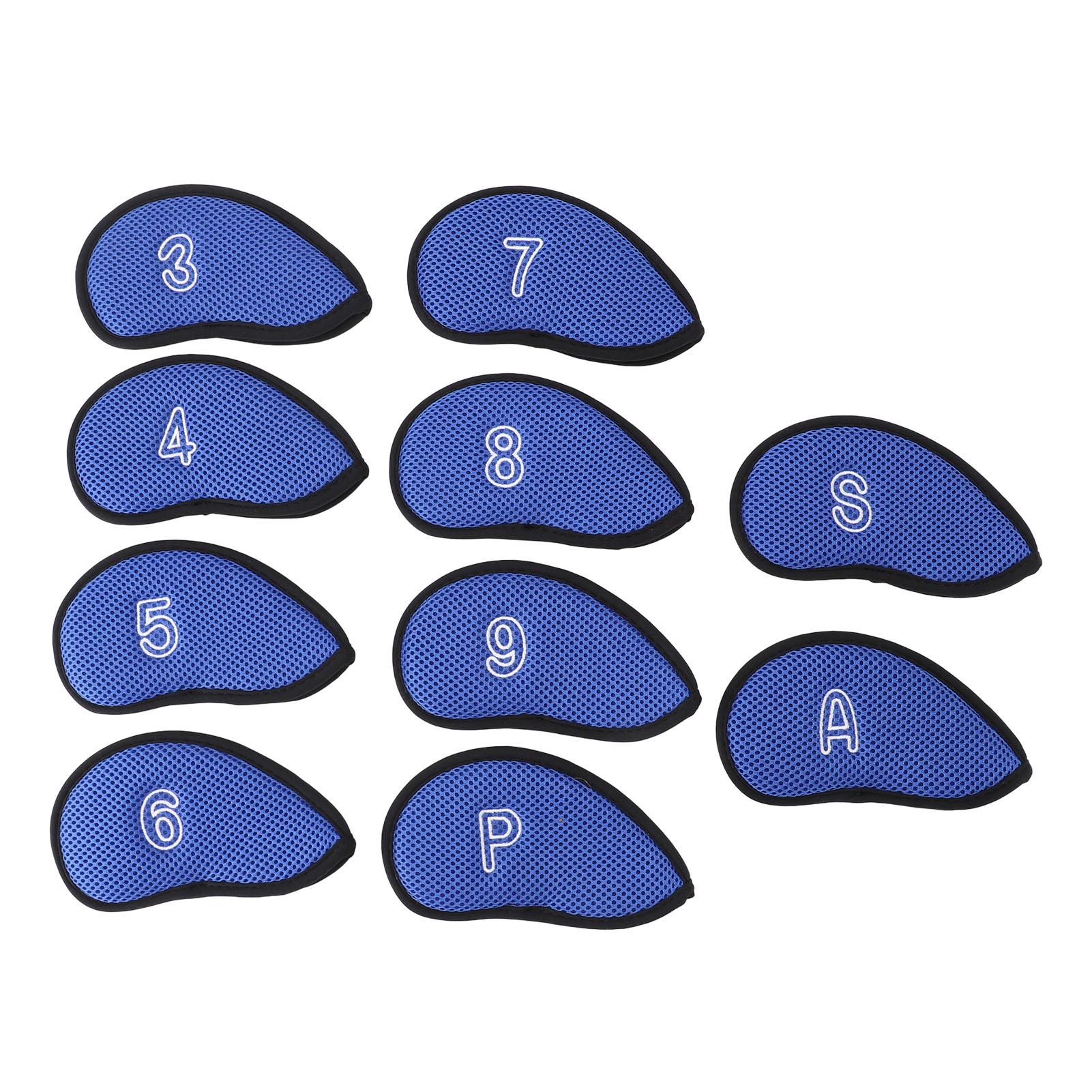 

10pcs Golf Club Head Cover Breathable Nylon Mesh Soft Lining Protective Golf Iron Covers Set синій