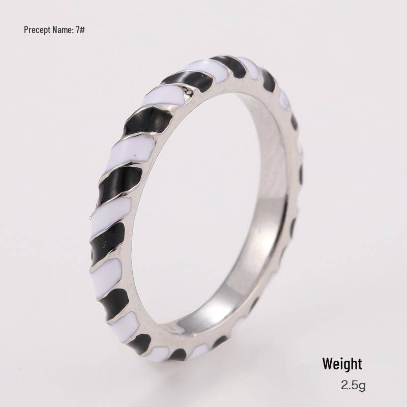 Kenjie Two-Color Enamel Craft Signet Ring - Women's Versatile Hand Jewelry