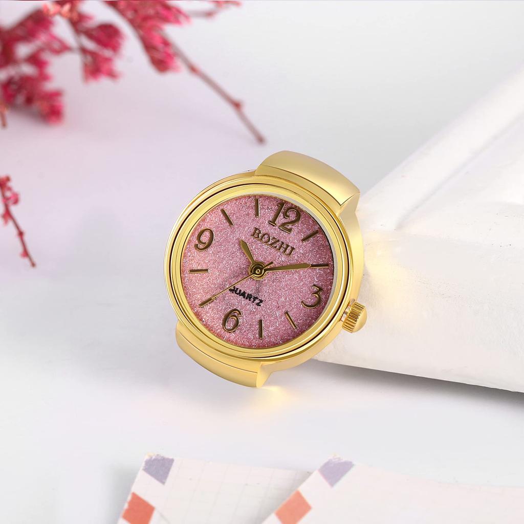 JEWELRYWE Ringuhr Antike Ringuhr Valentinstag Weiß Tagesgeschenk Ringuhr Einheitsgröße Wasserdicht Damen Analog Gold Geburtstag Jahrestag Rosa