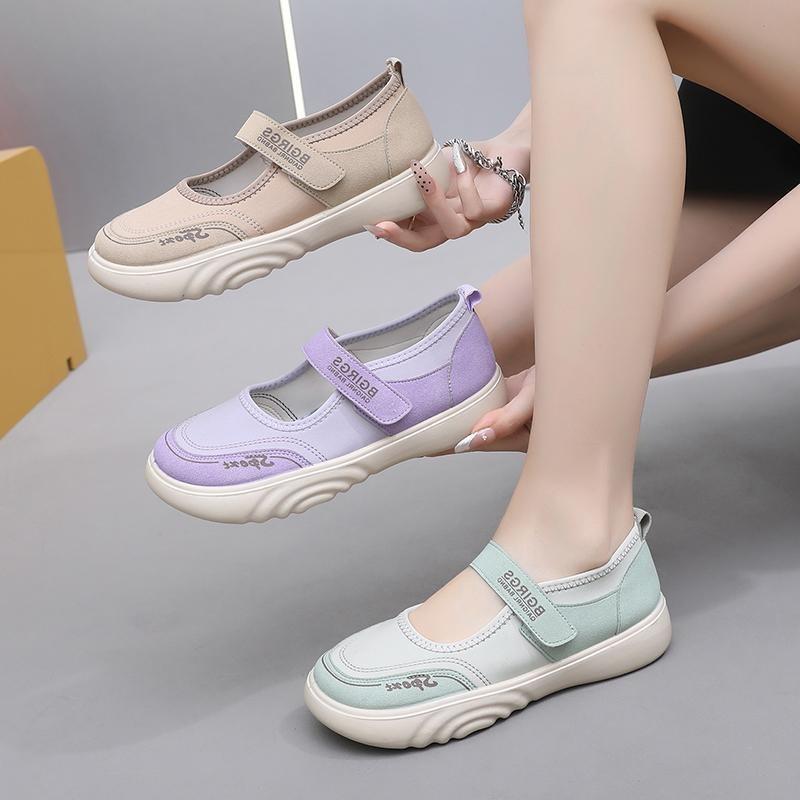 Shoes Women's Spring and Autumn New Velcro Lazy Shoes Shoes Round Head Breathable Comfortable Women's Shoes Fashion Single Shoes