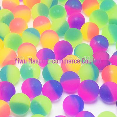 25MM Zweifarbiger Regenbogen Mattierter Elastischer Ball für Kinder
