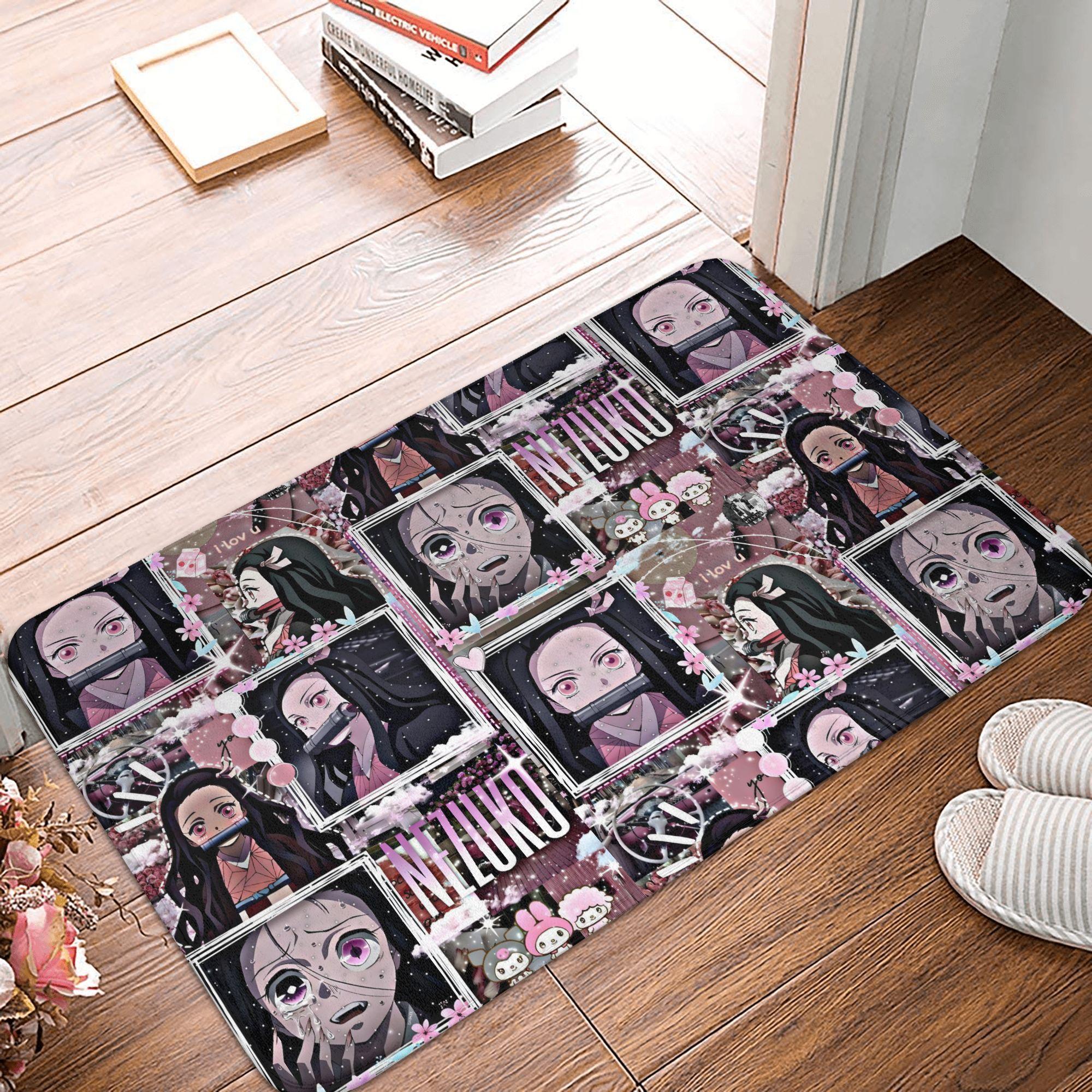 

Demon Slayer Kocho Shinobu Doormat Anti-Slip Bath Kitchen Mat Garden Garage Door Floor Entrance Carpet Rug 40x60cm