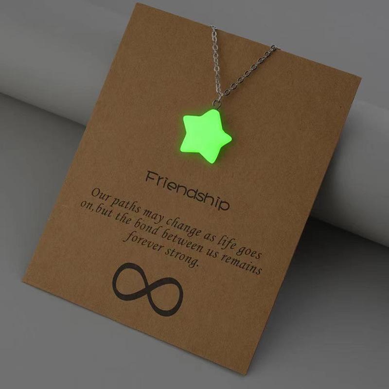 Glow In The Dark Luminous Hollow Pendant Necklace Star Cross Heart Teardrop Arrow Glowing Charm Women Daily Casual Party Wear