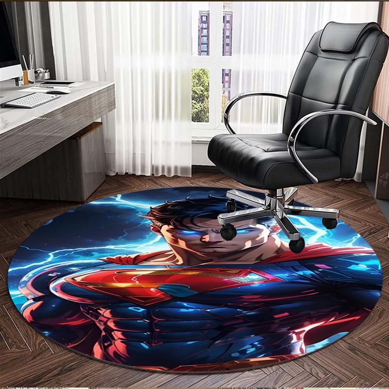 Superman Print Round Rug, Washable Floor Carpet, For Entryway Dorm Laundry Room Office Study, Home Decor Birthday Christmas Gift