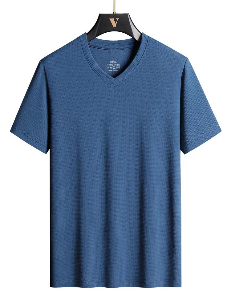 Übergröße 9XL Sommer Lauf V-Ausschnitt T-Shirts für Männer Feuchtigkeitsableitend Athletisch Fitnessstudio Joggen Sport T-Shirts Herren Kleidung