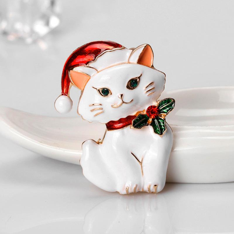 1 ks Slitina Pro Ženy Kočka Brože Smalt Zvíře Brož Odznaky Dárky k Novému Roku Bílá Černá