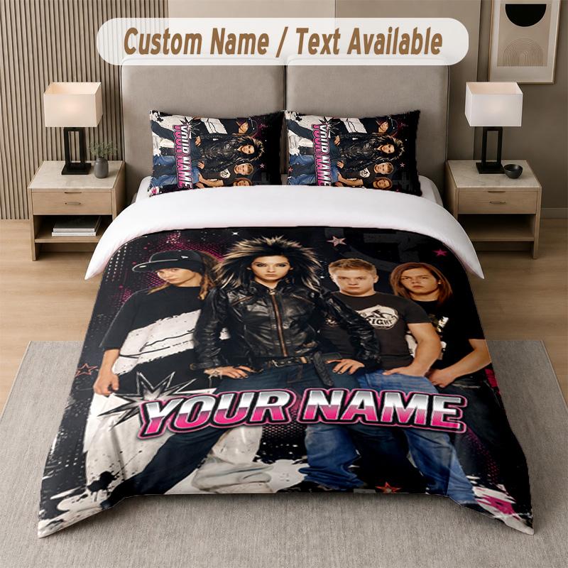 Tokio Hotel 3Pcs Bedding Set, Personalized Custom Name Text, 1 Duvet Cover & 2 Pillowcases For Bedroom