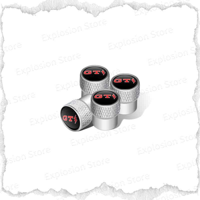 ASN1 4Pcs Car Wheel Tire Valve Stem Caps Tyre Air Cover Lightning Symbol GTI Emblem For Jetta Bora Golf 5 6 7 Polo MK3 MK5 MK6