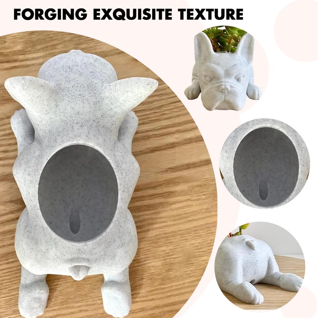 Resin Dog Succulent Planter Ornaments Mini French Bulldog Plant Planter Waterproof Handicraft  Garden Lawn Decor