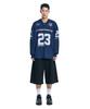 EASY NO EASY Long Sleeve Football Jersey - Navy