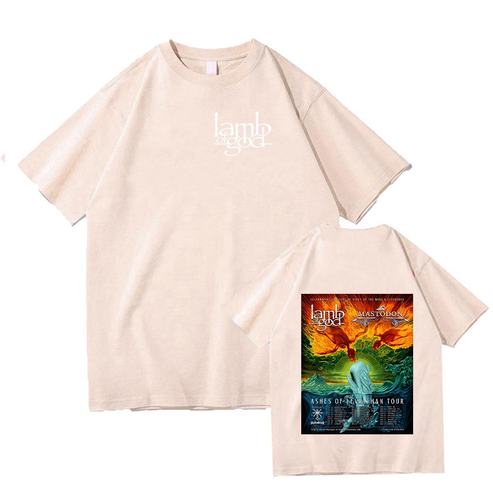 Trička Lamb of God a Mastodonmusic Tour Ashes of Leviathan Grafické potisky Topy Vysoce kvalitní bavlněná trička Unisex Volná trička