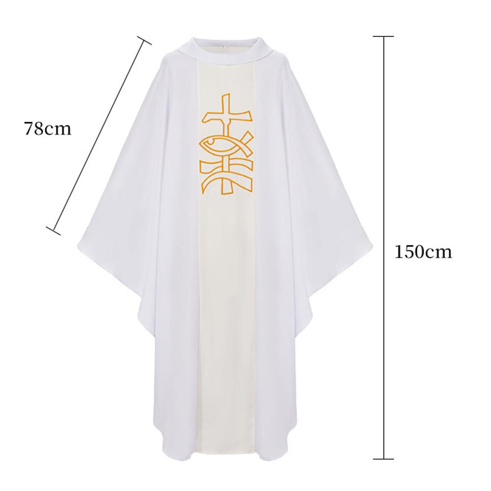 Priest Costume Robe Catholic Church Religion Christ Pastor Clergy Men Cape Robe Mass Vestments Printed Robe Halloween Costumes