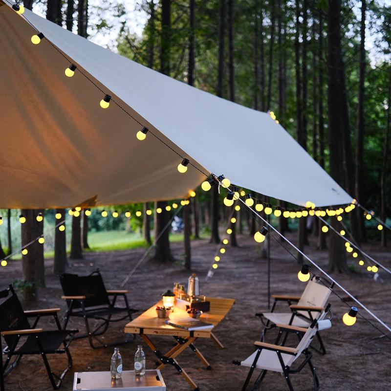Solar-Powered LED G50 Round Bulb String Lights - Ideal for Camping & Yard Decor