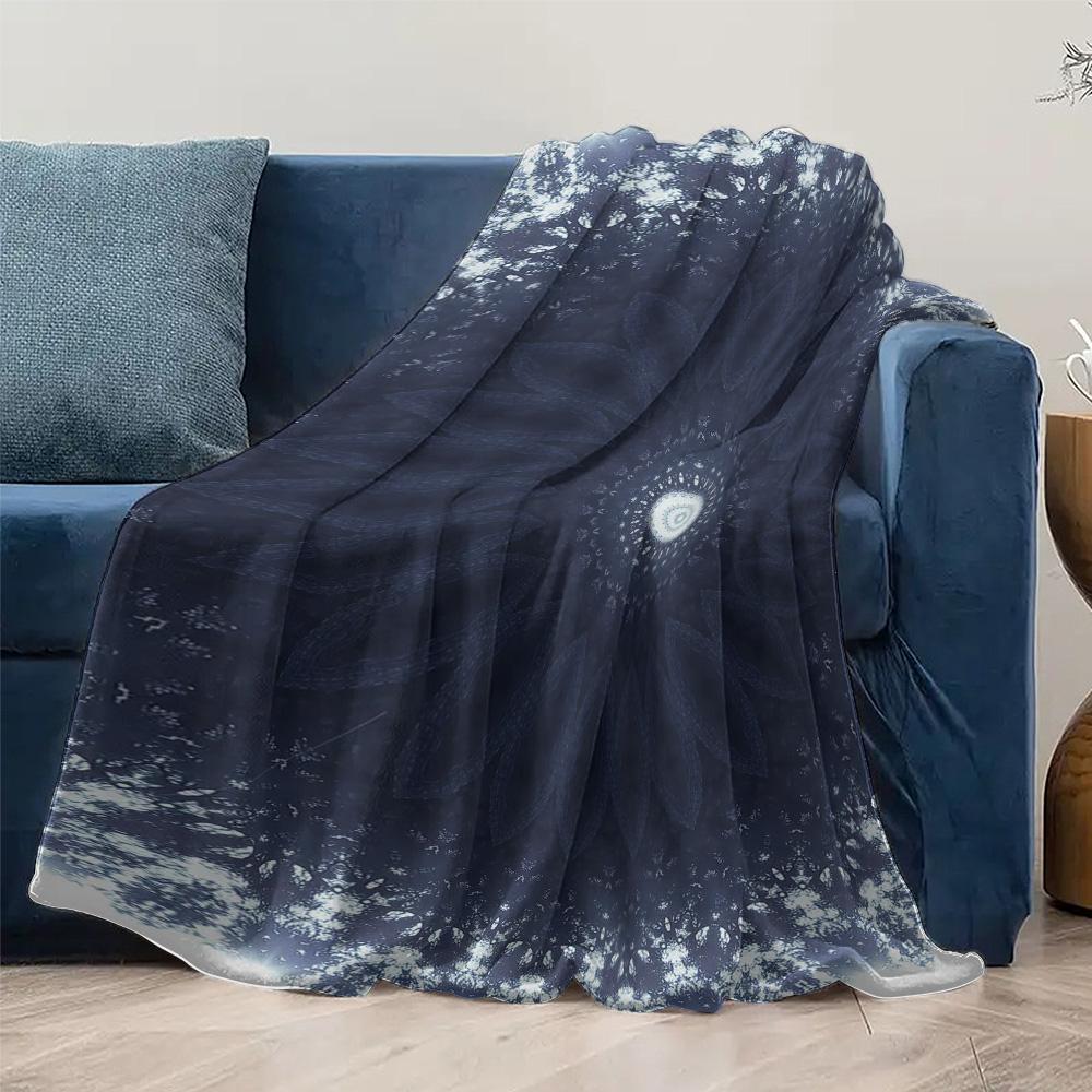 Dark Blue Snowflake Throw Blanket Soft Cozy Warm Throw Blanket for Sofa Bed Decorative Gift
