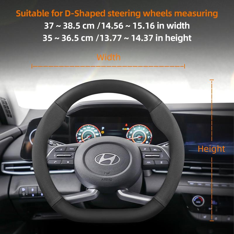 Suitable for Hyundai Suede Matte Carbon Fiber Texture Steering Wheel Cover I30 Tucson I20 Accent I10 I40 Kona Ix35 Grand Elantra Solaris Creta Getz