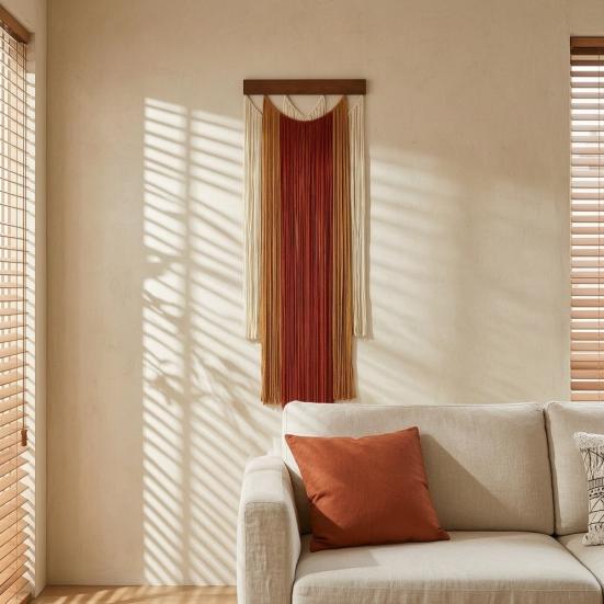 Arazzo Degradé per Camera da Letto Decorazione da Parete Boho, Arazzo in Cotone Intrecciato a Mano con Nappe, Decorazione con Frange Colorate Stile Boemo Soggiorno Caffè