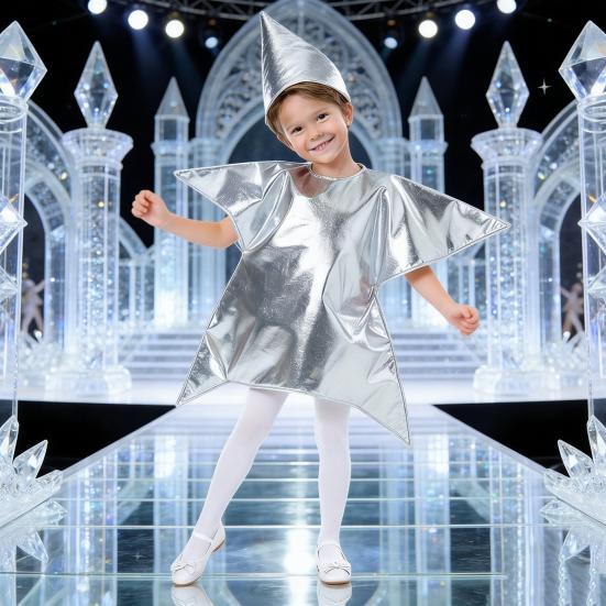 Stříbrný/Zlatý kostým Betlémské hvězdy pro děti Vánoční scéna Cosplay kostýmy pro nedělní školu Církevní potřeby