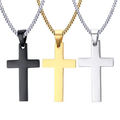 Fashion Cross Necklaces For Women Gold  Color Crucifix Pendant Chain Necklace Men Trendy Faith Prayer Jewelry