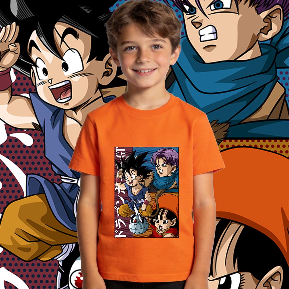 Dragon Ball GT Charaktere Anime Druck Weiche Baumwolle Kinder Jungen Mädchen T-Shirt Lässig Täglich Atmungsaktiv Kurzarm Oberteil 150
