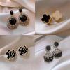 Elegant Gold-Plated Black Zircon Stud Earrings - Niche Design for a Luxurious Fashion Statement