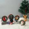 Resin Crafts Christmas Tree Pendant Cartoon Animals Mini Bear Statue Wreath  Room Decoration