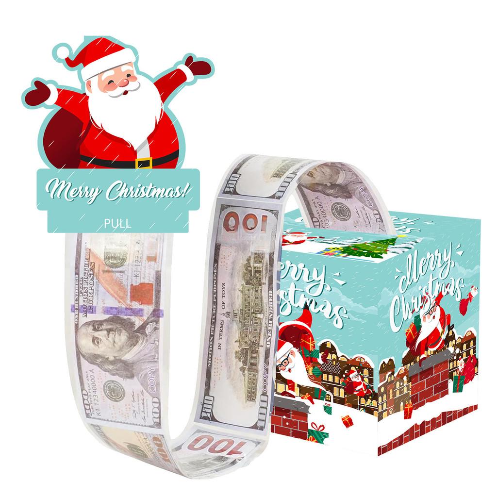 Christmas Santa Blue Holiday Scene Prop With Surprise Money Container For Party Decorations