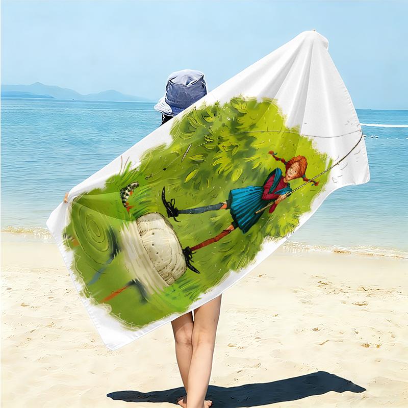 1Pc Girl Monkey Friend Beach Towel Microfiber Beach Towel Thin Absorbent For Beach Swimming Yoga Bath Sports 0917276