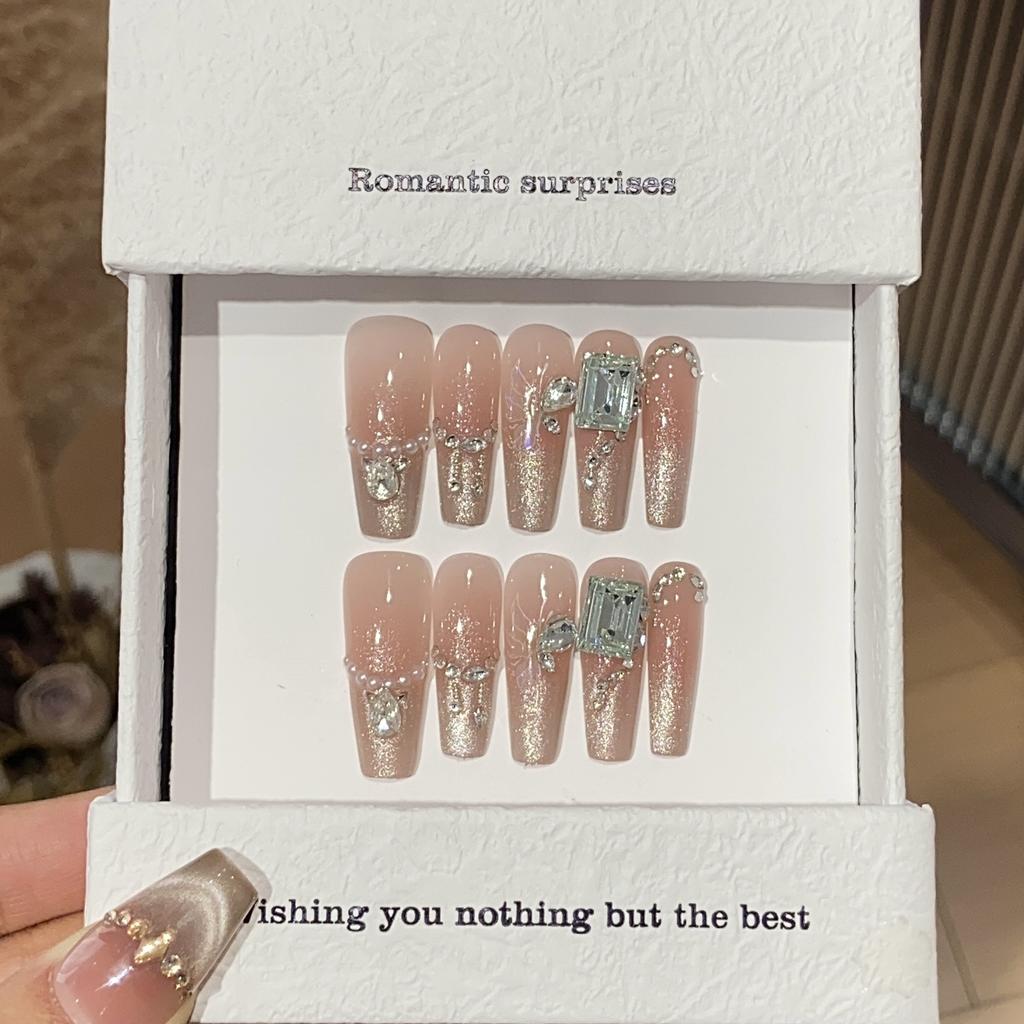 Ice-transparent Fine Flash Gradient French Pearl Pile Diamond Alloy Chain Broken Diamond Heartbeat Aesthetic Patch