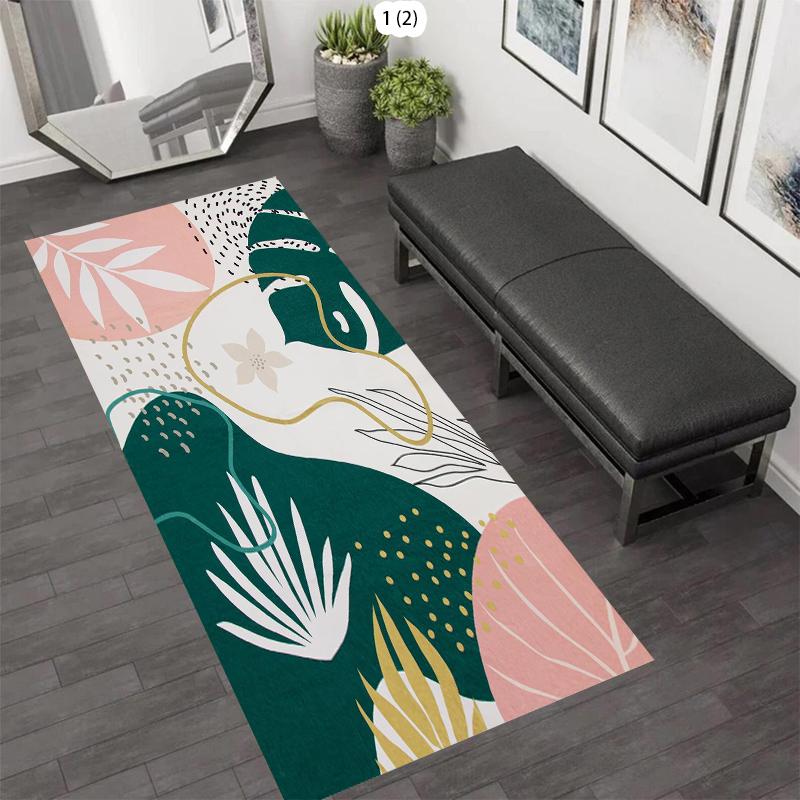 Modern Tropical Botanical Pattern Area Carpet Mat Rug Home Decoration Contemporary Entryway Floor Rug Carpets for Living Room 40X120CM