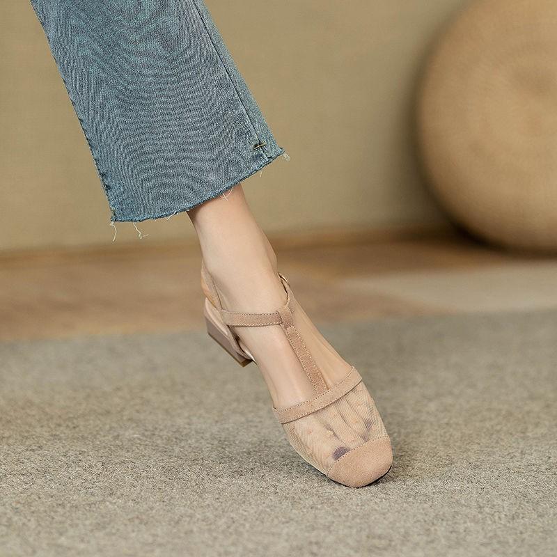 Modische Schnürsandalen für Damen Casual Klar Transparent Sommer 2025 Komfort Geschlossen Schwarz Damenschuhe mit Mittelhohen Absätzen