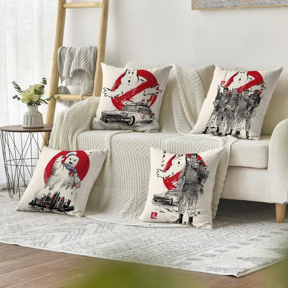 Classic Movie GGhostbusters Cushion Cover Natural Linen Organic Fabric DoubleSided Printing Sofa Home Decor Gift Pillow Case