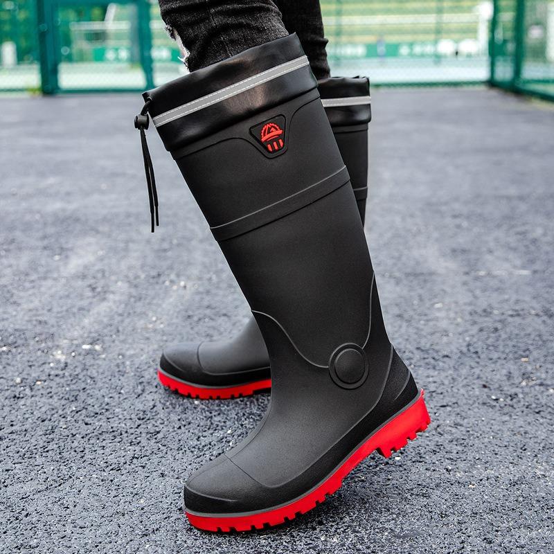 Smash-proof and Stab-proof Labor Protection Rain Shoes Medium Tube Men-large Size Rain Boots Steel Head Steel Sole Safety Labor Protection Water Shoes