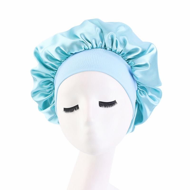 Soft Silk Hair Bonnet With Wide Band Comfortable Night Sleep Hat Hair Loss Cap