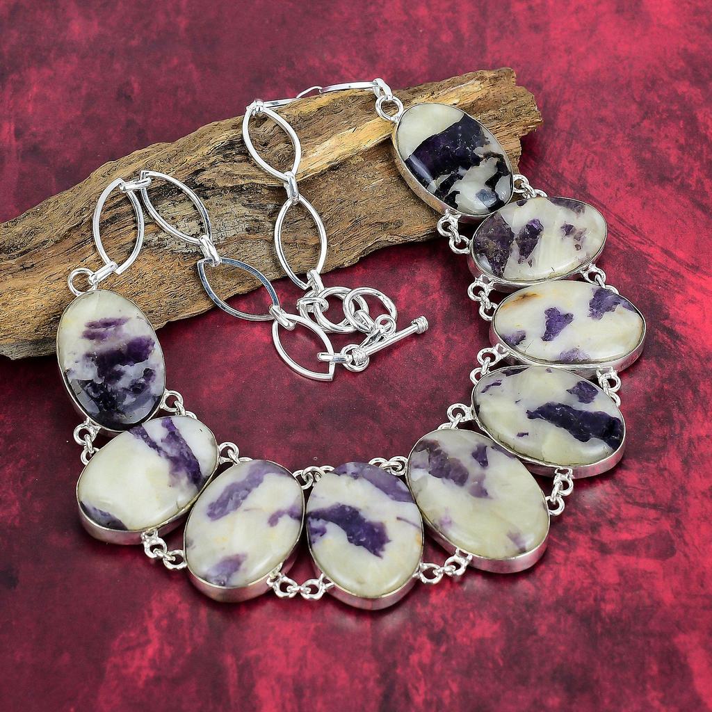 Tiffany Stone Necklace, 925 Solid Sterling Silver Gemstone Necklace, Adjustable Chain Necklace Gift For Her, Handmade Dainty Jewelry