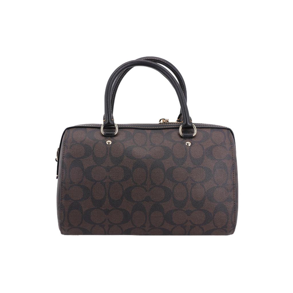 Coach Rowan 27 Classic Monogram Zip Closure Ski Patch Decor Canvas And Leather Shoulder Crossbody Tote Bag Large Women handbags Dark-Brown CE592-IMOSN