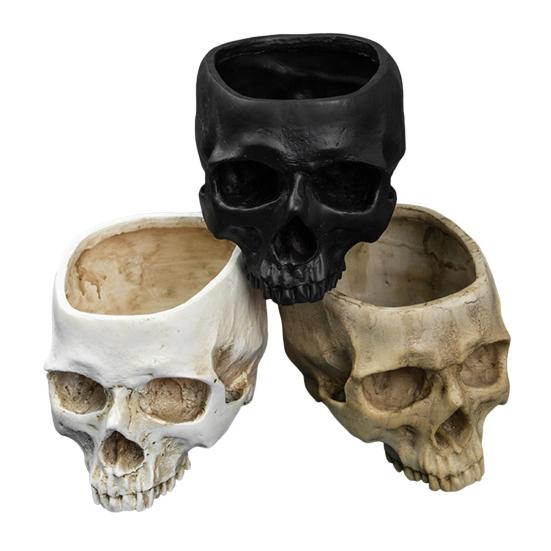 Skull Flower Pot Hanging Human Skull Plant Pot Halloween Candy Bowl Gothic Planter for Succulents Indoor Outdoor Decor