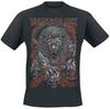 Beast in Black T-shirt in Cotone Nero Stampa Fronte-Retro Teschio di Leone Uomo Metal Unisex Tee