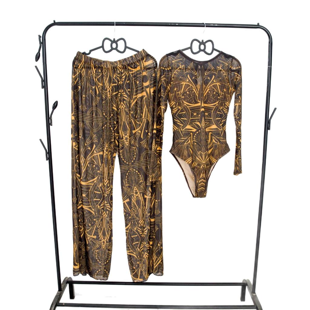 Women’s Fashion Printed Swimwear One-Piece Bikini Swimsuit Set with Long Pants