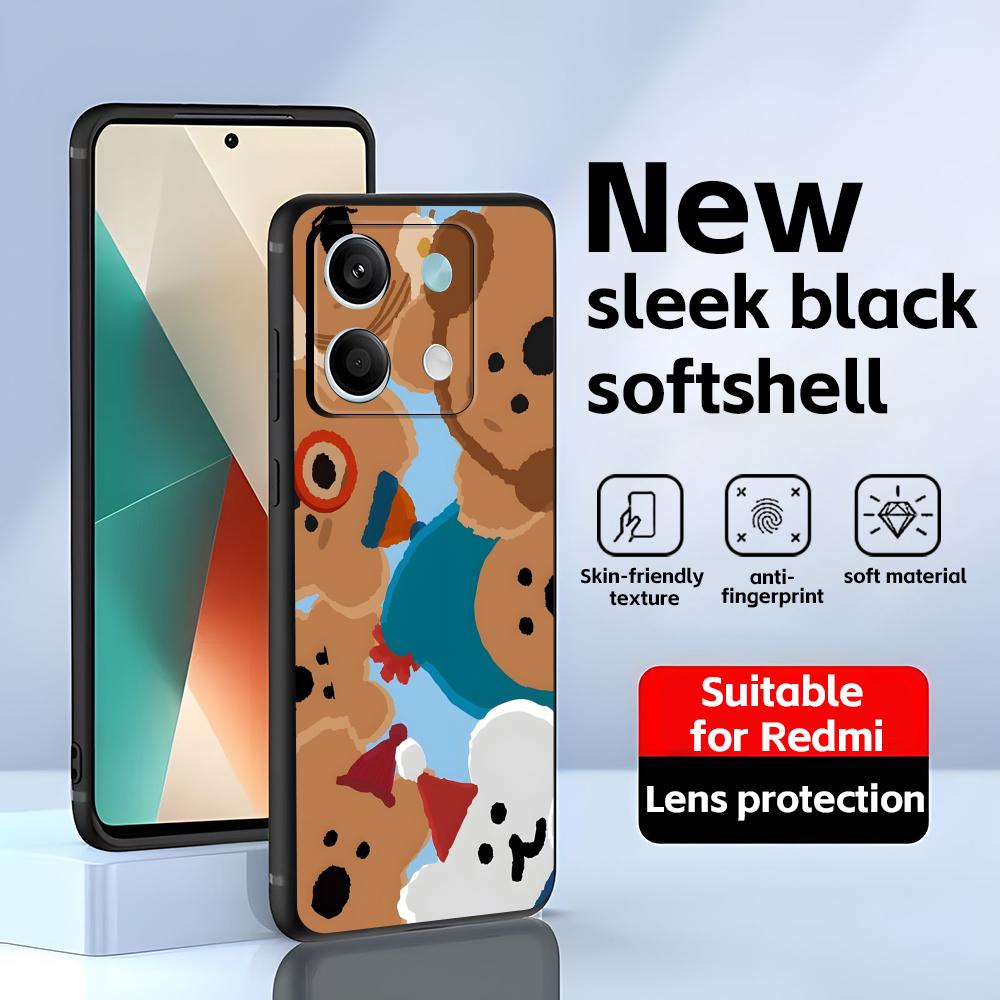 Süße D-Dinotaeng Handyhülle für Redmi Note 14 13 12 11 Pro Plus S 5G 14C A3 Weiche Schwarze Handyhülle