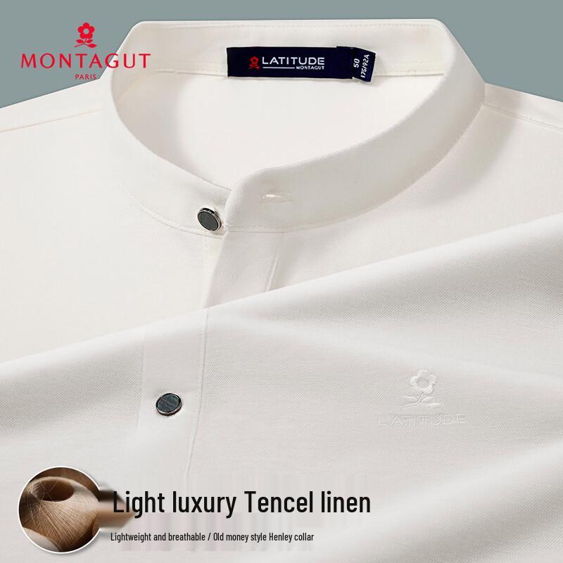 MONTAGUT Men s Tencel Linen Henley T-Shirt XL