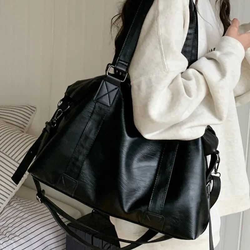 Fashion Tote Bag Leather Women Bag Simplicity Handbag Solid Vintage Shoulder Messenger Bag