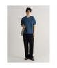 Double-Weave Turn-Up Round Short Sleeve Knit Blue