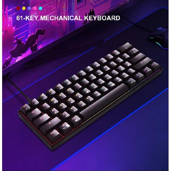 Ergonomic 61keys Optical Yellow Blue Red Switch Rgb Colorful Gaming Mechanical Keyboard Rgb Colorful Gaming Mechanical Keyboard