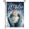Hello Winter Garden Flag Snowman Double Sided Blue Decoration for Outside Yard