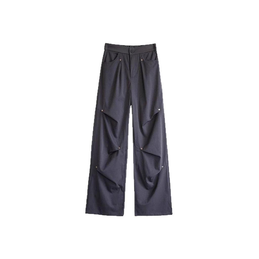 Women's 2025 Quick-Dry Rivet Work Pants: Spring/Summer, Narrow Straight-Leg, Casual, Wide-Leg
