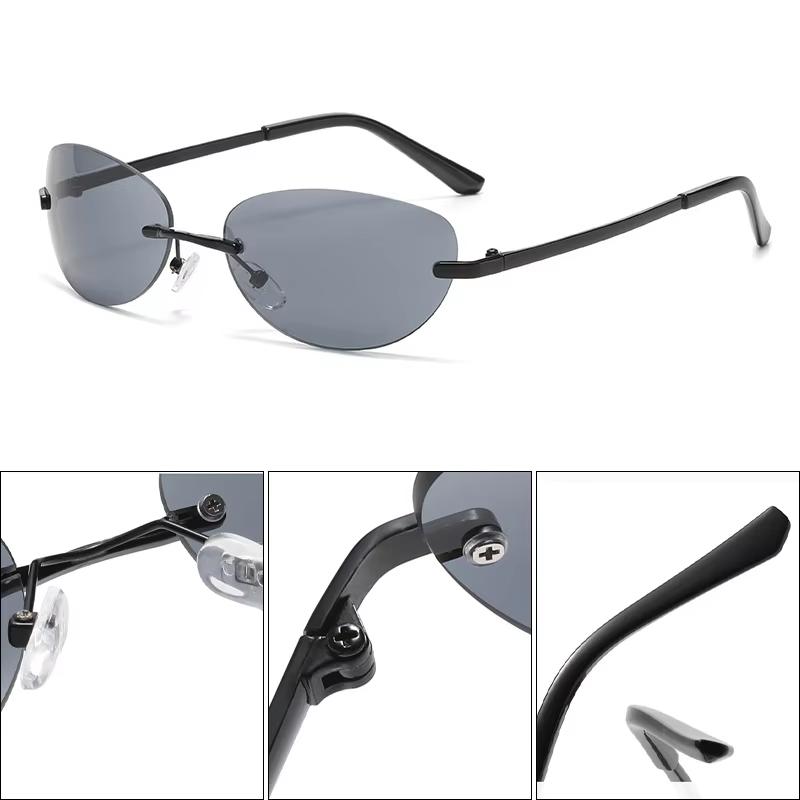Xiaomi Women Rimless Oval Sunglasses UV400 Protection Metal Temple Gradient Lens Fashion Shades for Travel Beach Daily Outdoor