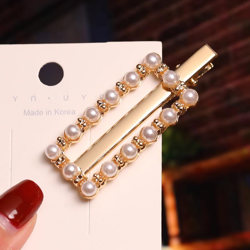 

Elegant Pearl & Rhinestone Hair Clip for Women - Japanese-Korean Style Duckbill Clip individual package