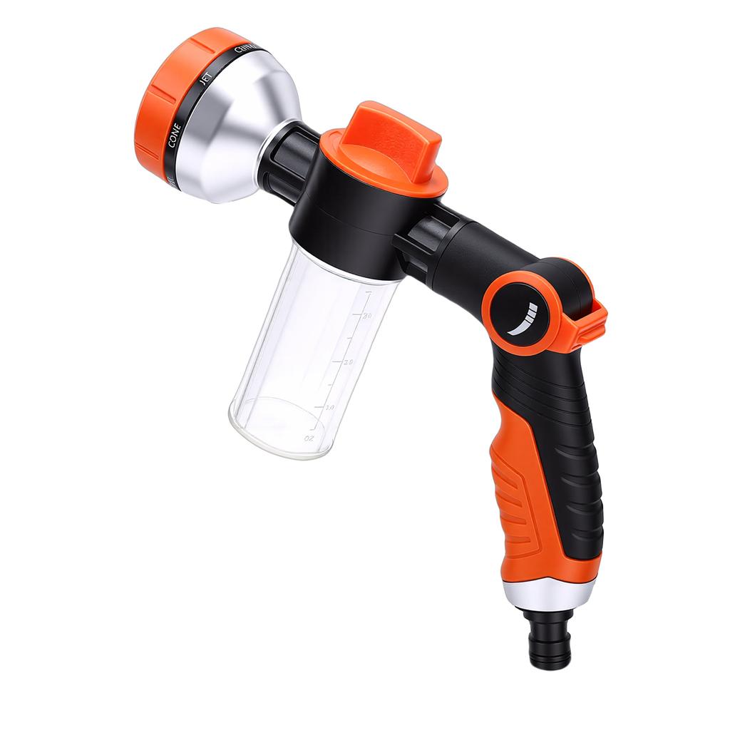 Dog Washing Hose Attachment with Soap Dispenser Bottle 8 In 1 Garden Hose Nozzle for Washing Cars Cleaning Floors
