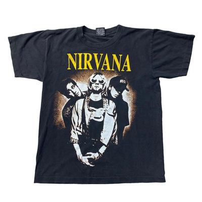 Nirvana Schwarzes T-Shirt Single Stitch Vintage Regular Kurzarm Herren